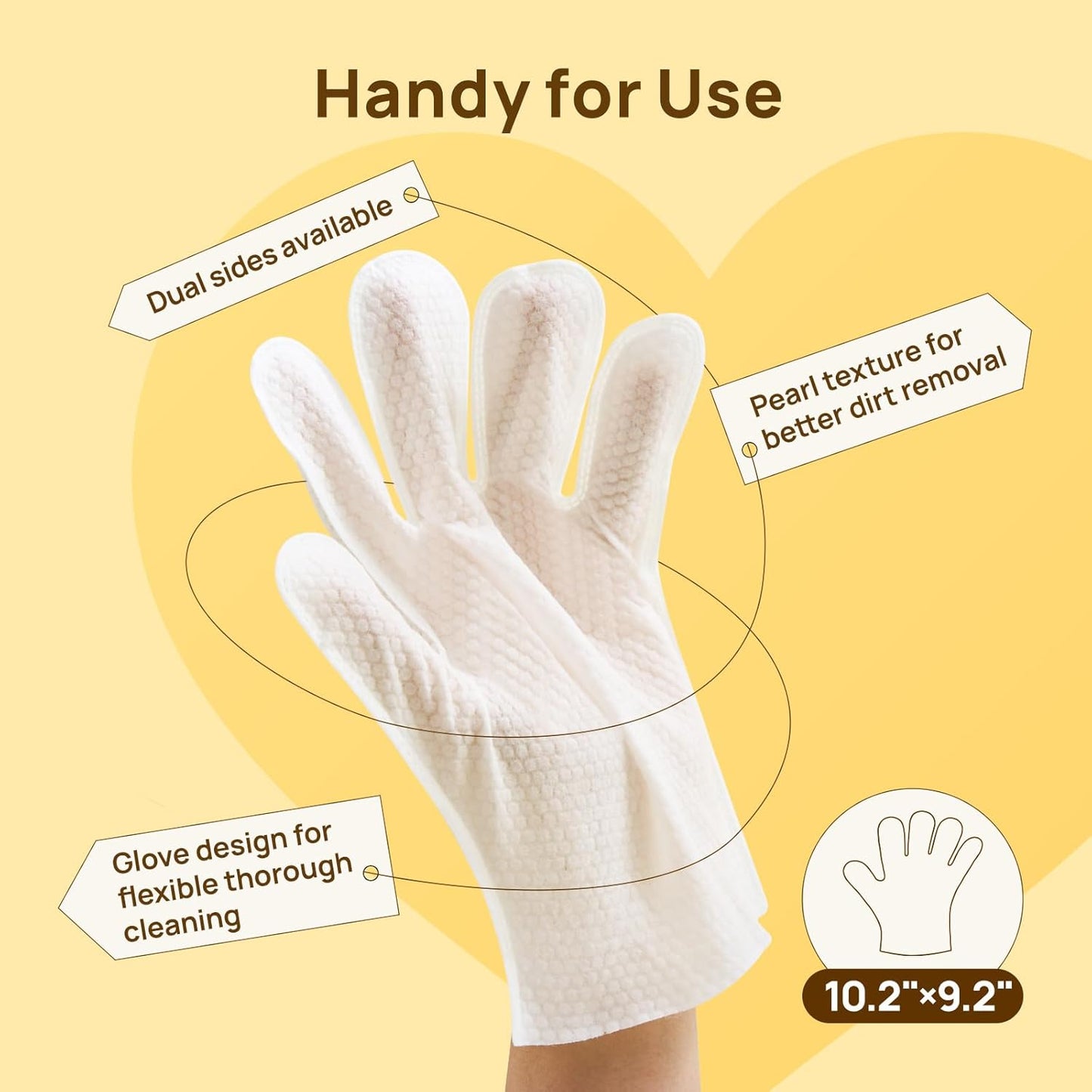 Cleaning Deodorizing Glove Wipes for Dogs & Cats, Vet Recommended Hypoallergenic Hydrating & Nourish Fur Pet Grooming Glove Wipes, Pet Bathing Wipes for Horse Coat Care,20Pcs Coconut Scent