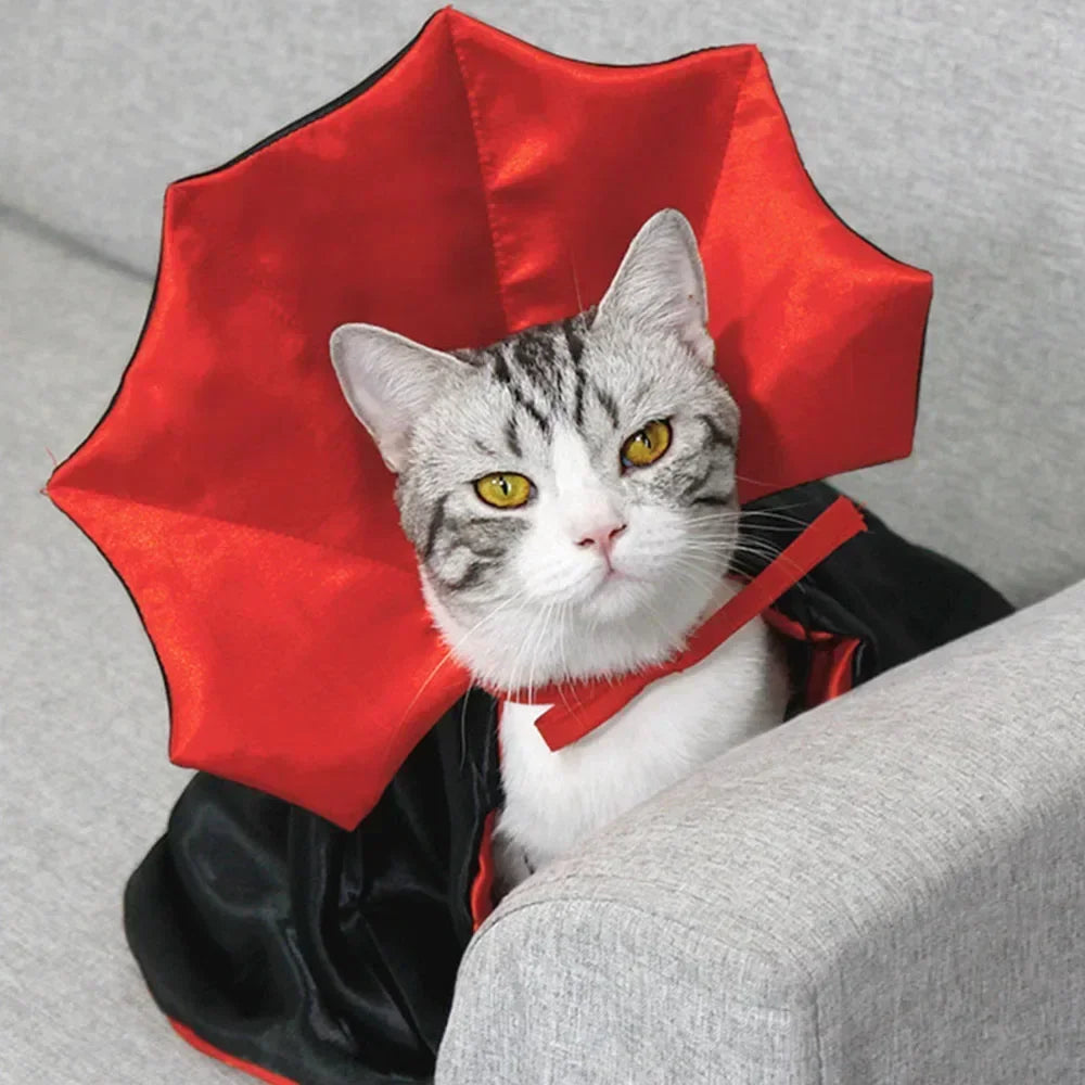 Pet Vampire Cape – Hauntingly Cute Halloween Costume for Cats & Small Dogs