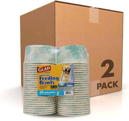 Pets Disposable Small Dog Bowls, Teal Pattern, 1.75 Cup Feeding Size Leakproof and Dishwasher Safe (Pack of 4, 100 Count Total)