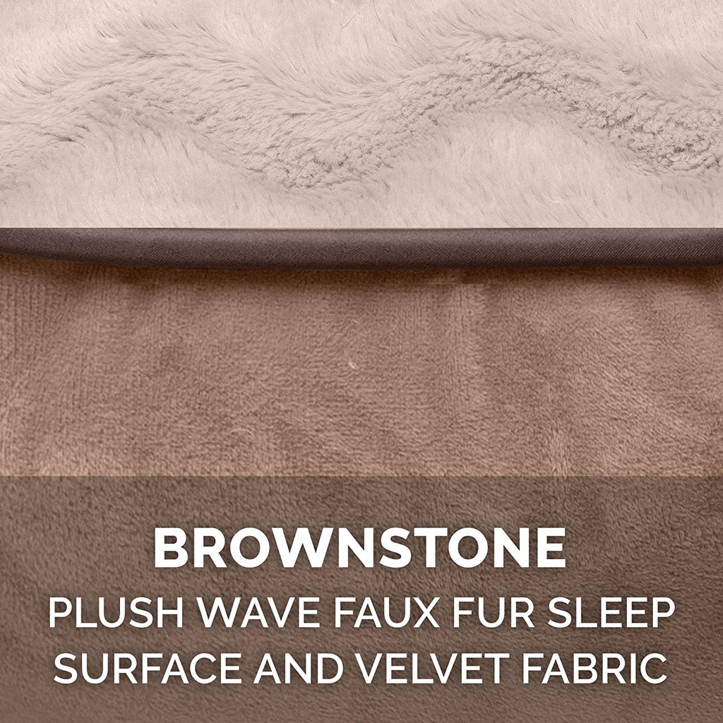 Replacement Pet Bed Cover - Plush Velvet Waves Perfect Comfort Sofa Washable Dog Bed Cover, Brownstone, Large