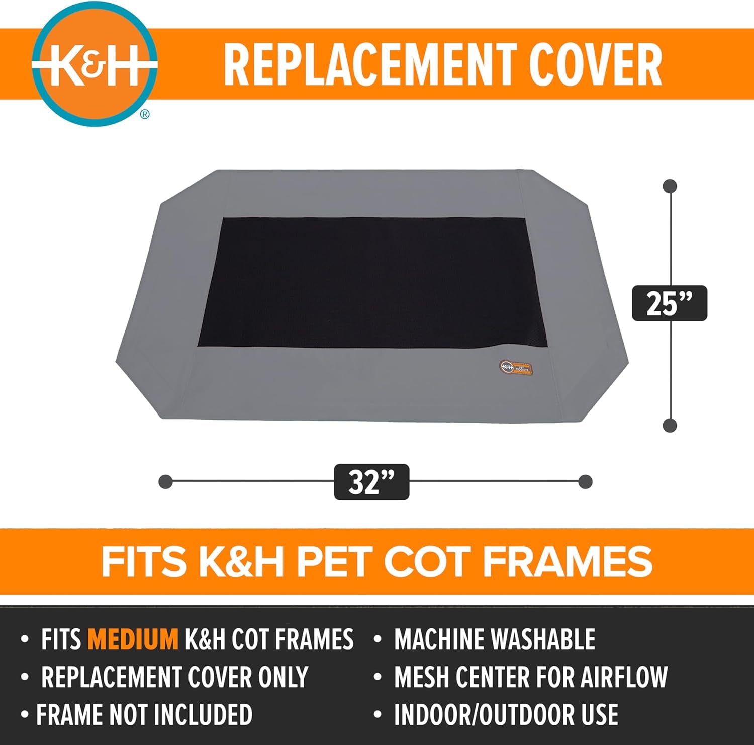 Original Pet Cot Replacement Cover for Elevated Dog Beds (Cot Sold Separately)