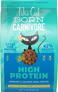 Tiki Cat Born Carnivore High Protein, Herring & Salmon Meal, Grain-Free Baked Kibble to Maximize Nutrients, Dry Cat Food, 11.1 Lbs. Bag