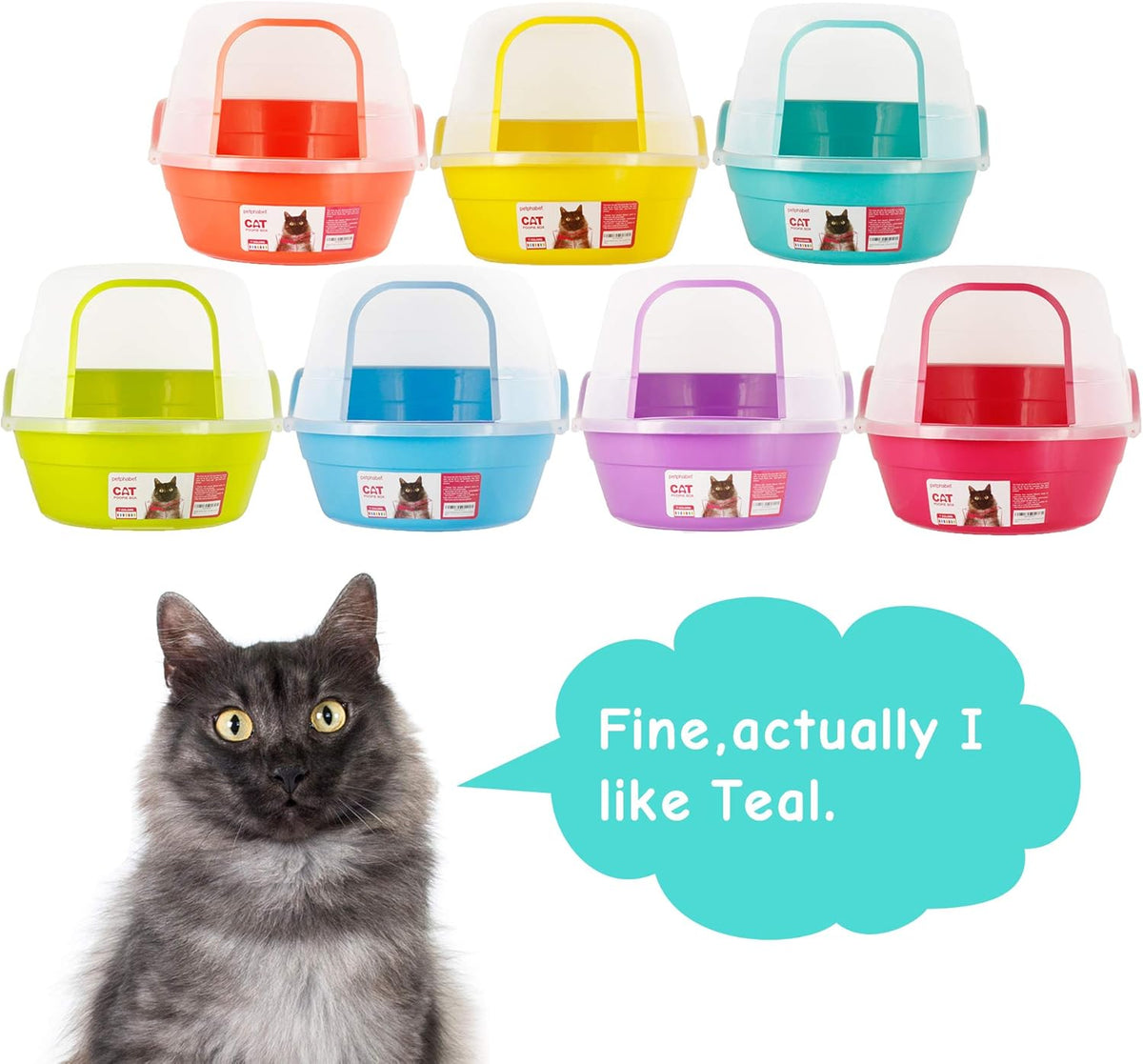 Jumbo Hooded Cat Litter Box, Extra Large, Teal