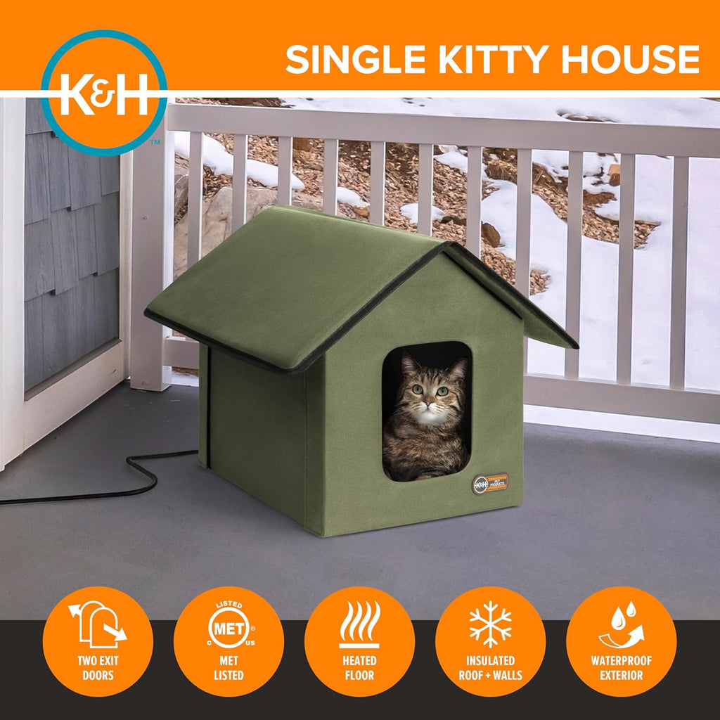 Original Outdoor Heated Kitty House Cat Shelter 19 X 22 X 17 Inches - Heated or Unheated