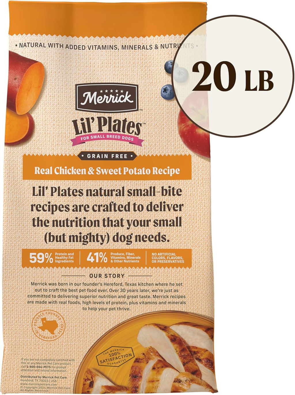 Lil' Plates Small Breed Dog Food, Grain Free Real Chicken and Sweet Potato Recipe, Small Dog Food - 20 Lb Bag