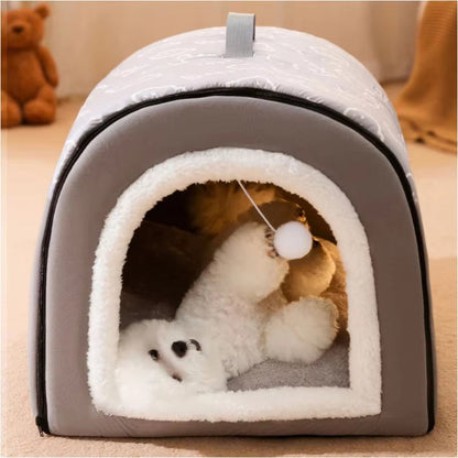 Warm Dog House Detachable Pet Sleeping Bed for Small Medium Dogs Cats Soft Non-Slip Dog Kennel Puppy Kitten Nest Pet Supplies