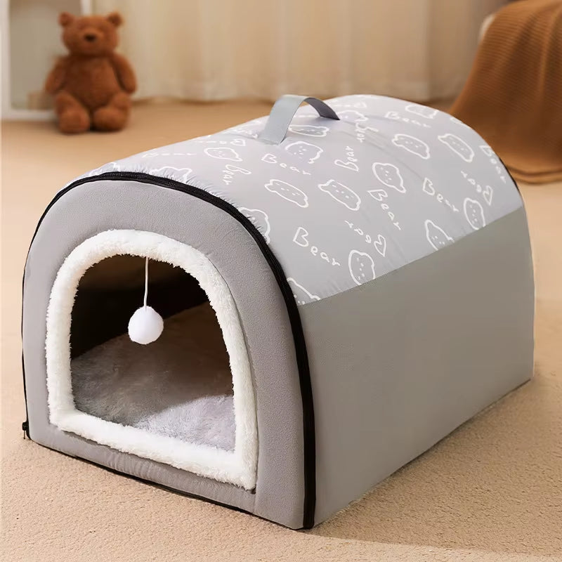 Warm Dog House Detachable Pet Sleeping Bed for Small Medium Dogs Cats Soft Non-Slip Dog Kennel Puppy Kitten Nest Pet Supplies