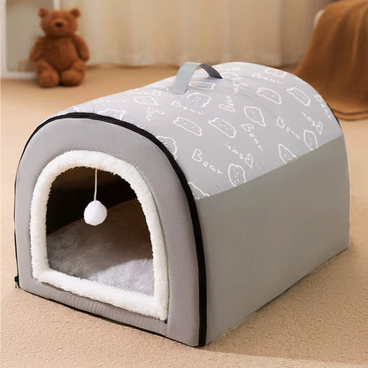 Warm Dog House Detachable Pet Sleeping Bed for Small Medium Dogs Cats Soft Non-Slip Dog Kennel Puppy Kitten Nest Pet Supplies