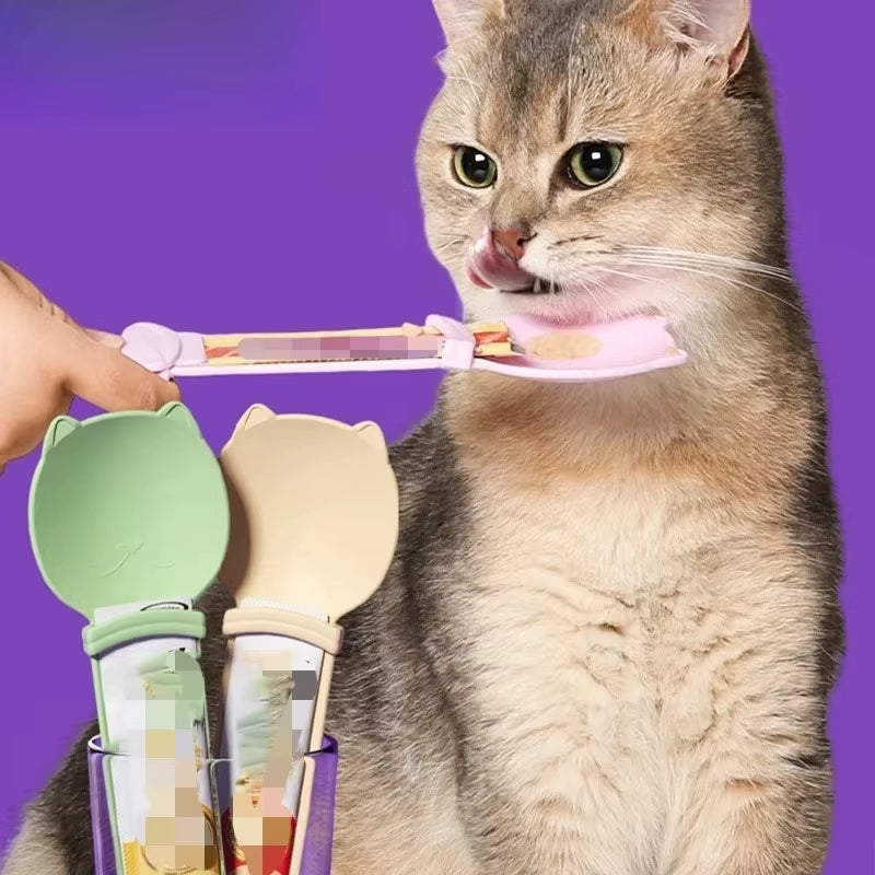 2Pcs Pet Food Dispenser Spoon Squeezes Puree Treats for Cats Dogs Easy Feeding Smooth Paste Delivery No Mess Design Accessories