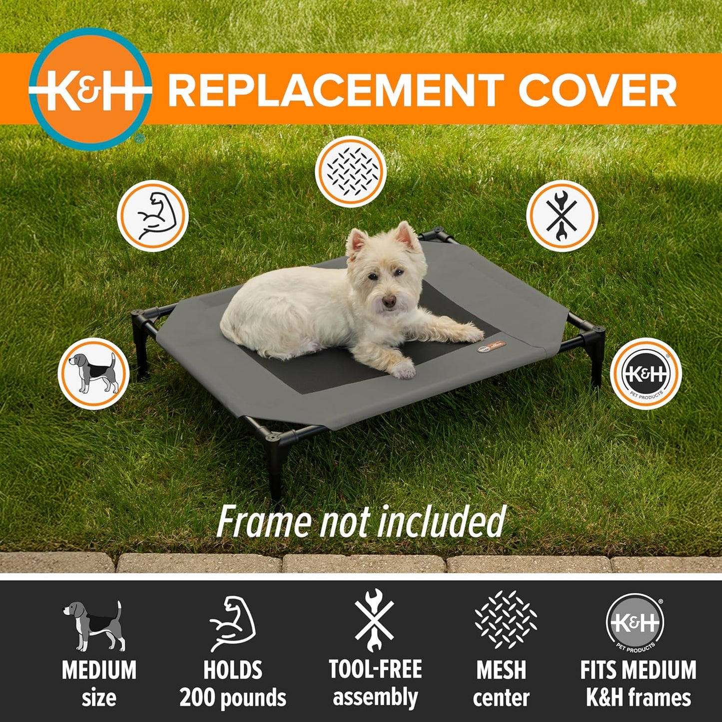 Original Pet Cot Replacement Cover for Elevated Dog Beds (Cot Sold Separately)