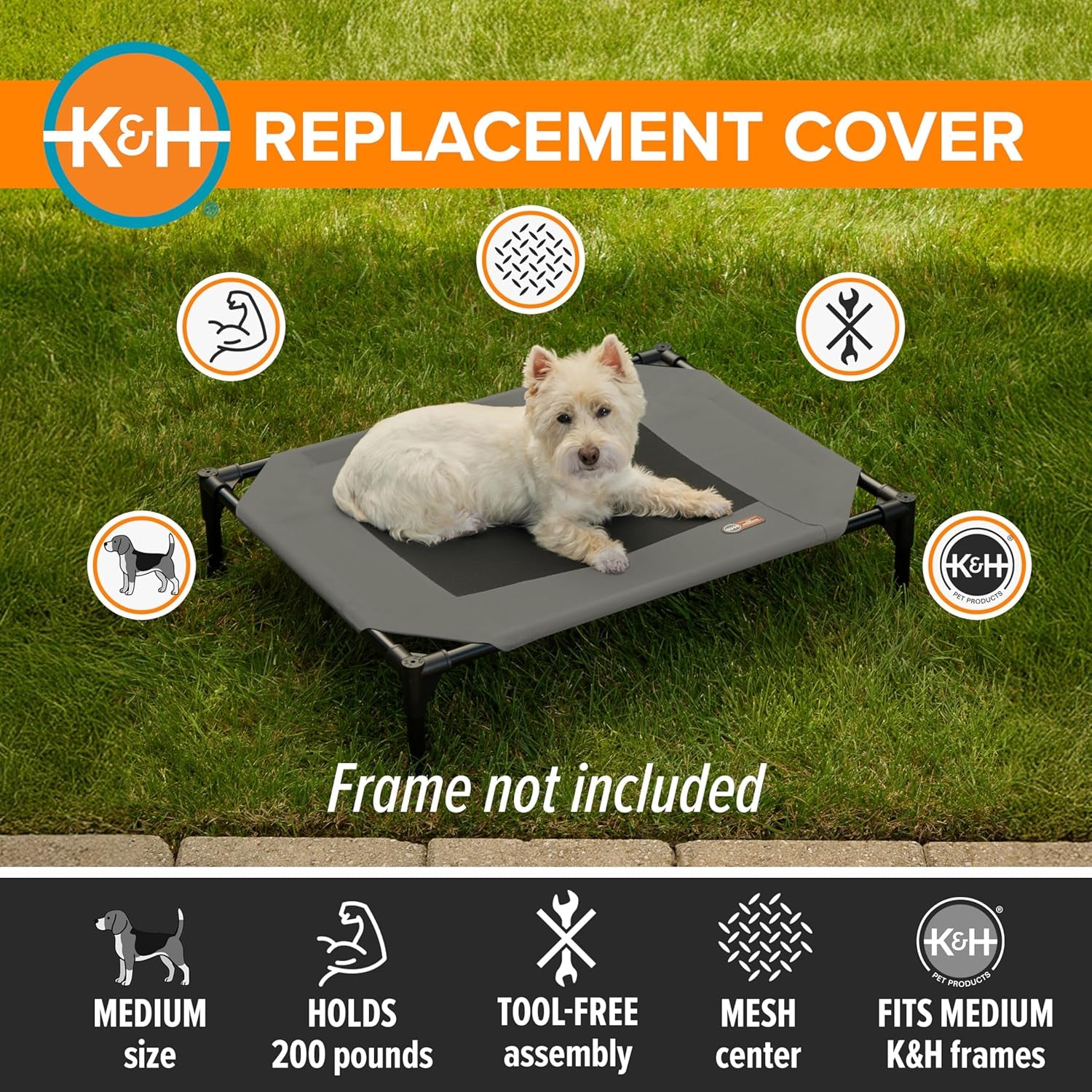 Original Pet Cot Replacement Cover for Elevated Dog Beds (Cot Sold Separately)