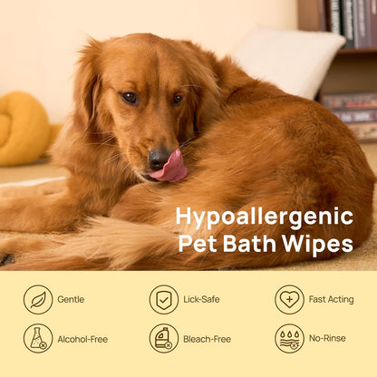 Cleaning Deodorizing Glove Wipes for Dogs & Cats, Vet Recommended Hypoallergenic Hydrating & Nourish Fur Pet Grooming Glove Wipes, Pet Bathing Wipes for Horse Coat Care,20Pcs Coconut Scent