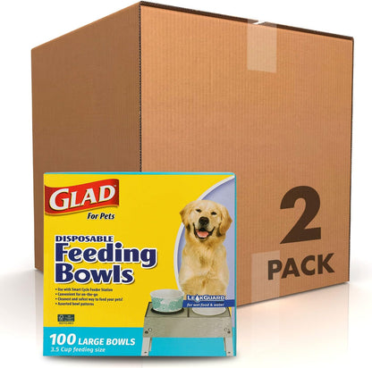 Pets Disposable Small Dog Bowls, Teal Pattern, 1.75 Cup Feeding Size Leakproof and Dishwasher Safe (Pack of 4, 100 Count Total)