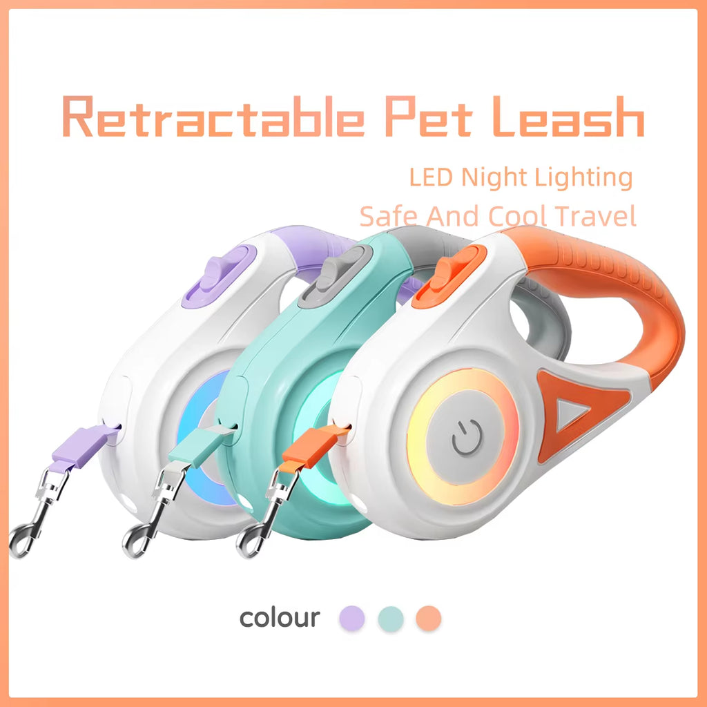 GlowPaw LED FlexiLeash – Light-Up Retractable Leash for Pets of All Sizes