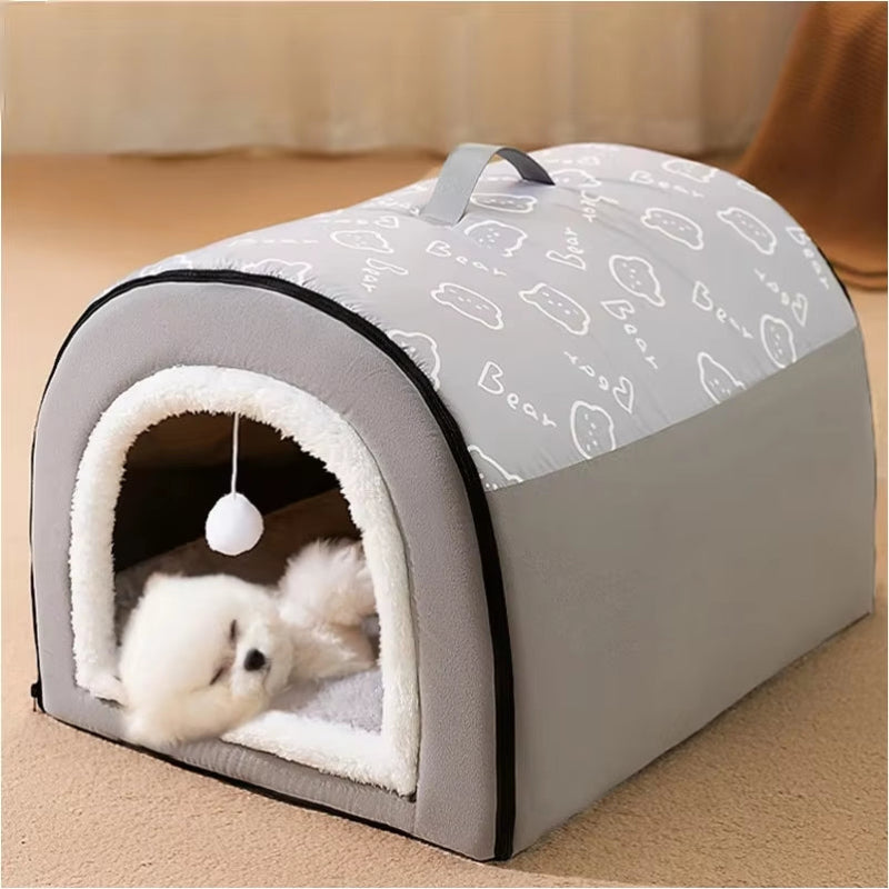 Warm Dog House Detachable Pet Sleeping Bed for Small Medium Dogs Cats Soft Non-Slip Dog Kennel Puppy Kitten Nest Pet Supplies