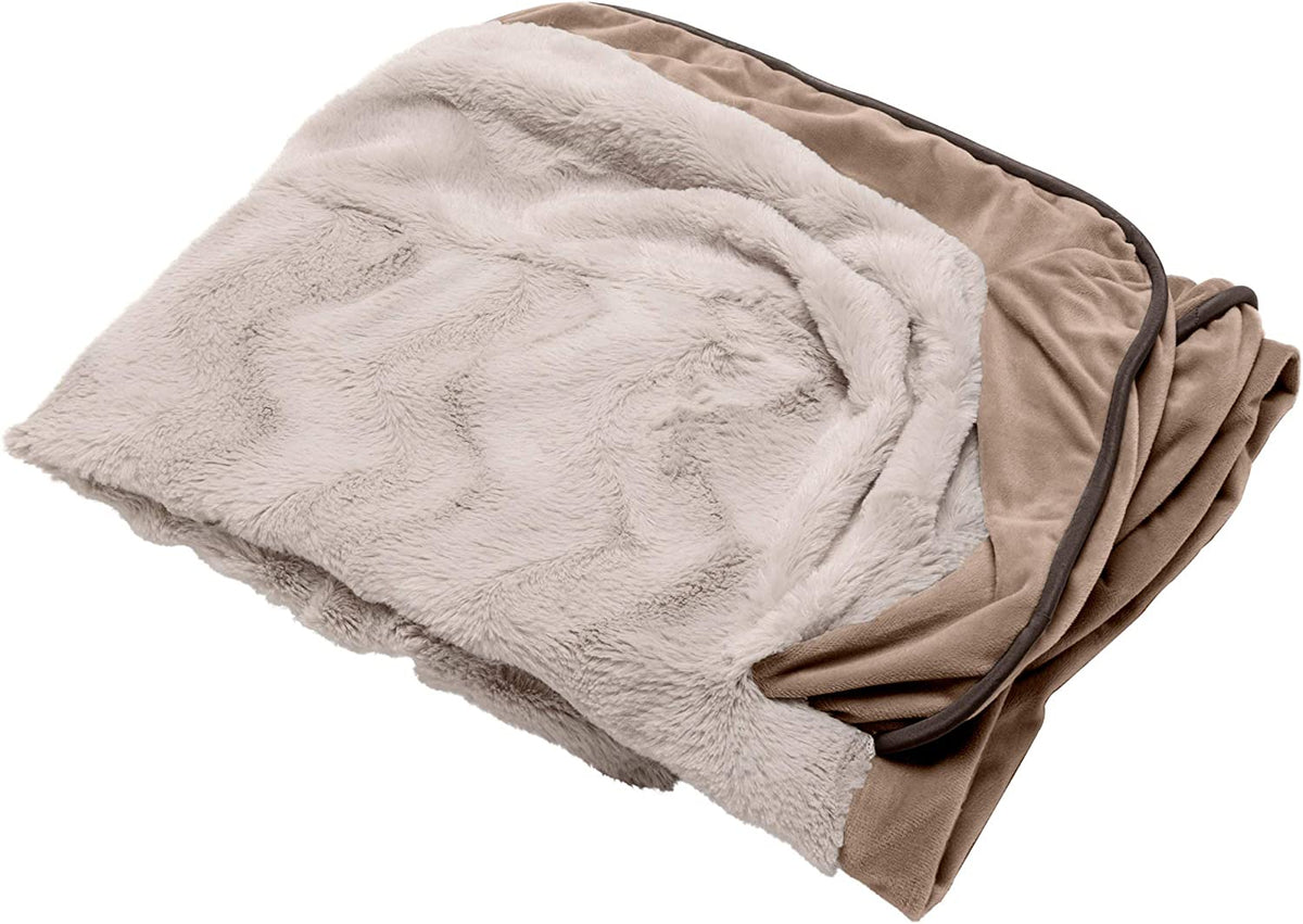 Replacement Pet Bed Cover - Plush Velvet Waves Perfect Comfort Sofa Washable Dog Bed Cover, Brownstone, Large