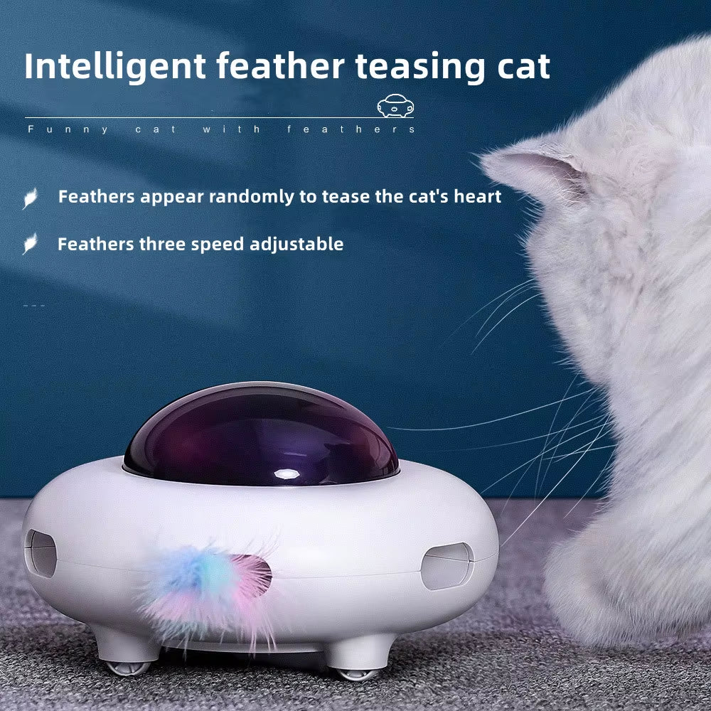 WhirlPlay UFO Teaser – Smart USB-Powered Feather Toy for Endless Cat Fun