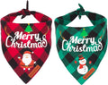 2 Pack Dog Bandana Christmas Classic Plaid Pet Scarf Triangle Bibs Kerchief Merry Christmas Santa Snowman Print Pet Bandana for Medium Large Dogs Pets (Large, Red&Green)