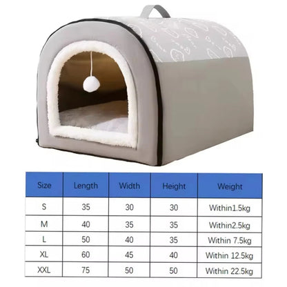 Warm Dog House Detachable Pet Sleeping Bed for Small Medium Dogs Cats Soft Non-Slip Dog Kennel Puppy Kitten Nest Pet Supplies